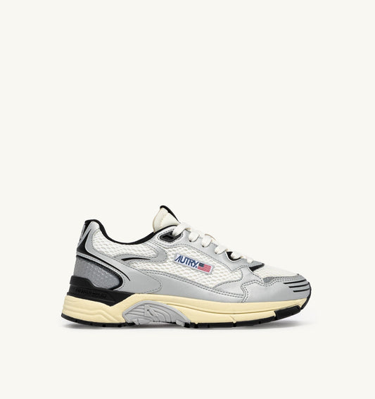 Woman HYPERWAY SNEAKERS IN WHITE SILVER AND BLACK SYNTHETIC LEATHER AND MESH