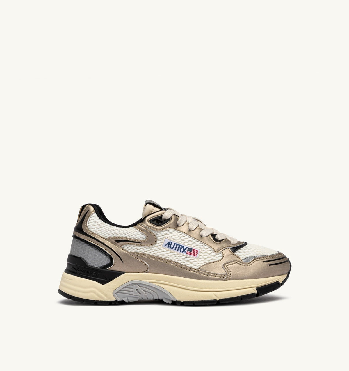 Woman HYPERWAY SNEAKERS IN WHISPER WHITE, PLATINUM AND BLACK SYNTHETIC LEATHER AND MESH