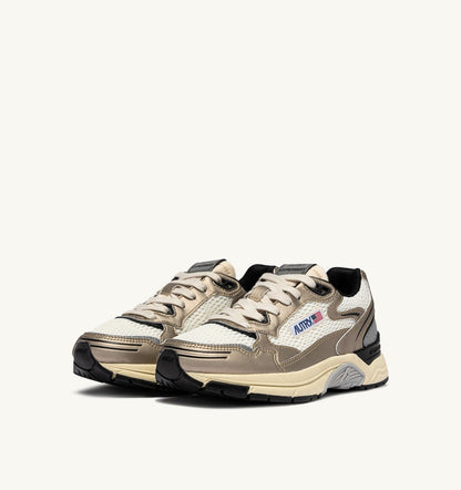 Woman HYPERWAY SNEAKERS IN WHISPER WHITE, PLATINUM AND BLACK SYNTHETIC LEATHER AND MESH