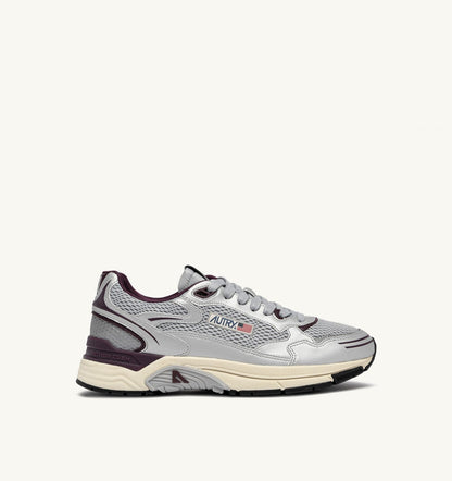 Woman HYPERWAY SNEAKERS IN SILVER, HARBOR MIST AND FIG SYNTHETIC LEATHER AND MESH