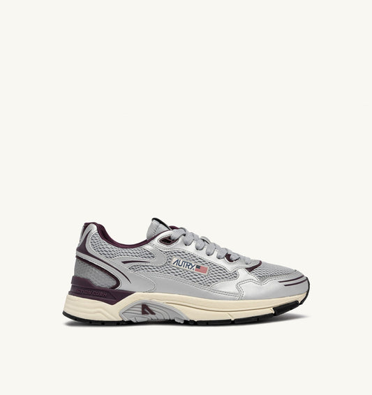 Woman HYPERWAY SNEAKERS IN SILVER, HARBOR MIST AND FIG SYNTHETIC LEATHER AND MESH