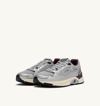 Woman HYPERWAY SNEAKERS IN SILVER, HARBOR MIST AND FIG SYNTHETIC LEATHER AND MESH