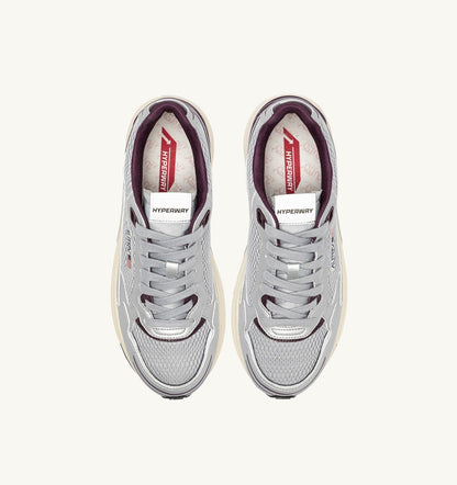 Woman HYPERWAY SNEAKERS IN SILVER, HARBOR MIST AND FIG SYNTHETIC LEATHER AND MESH