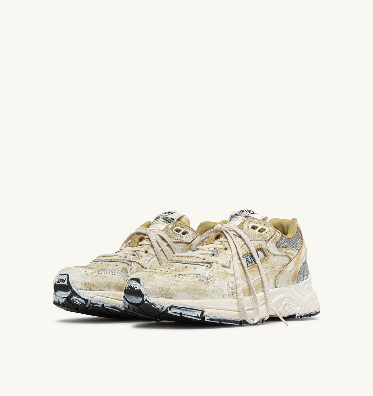 Woman HYPERWAY SUPER VINTAGE SNEAKERS IN YELLOW AND SILVER SUEDE