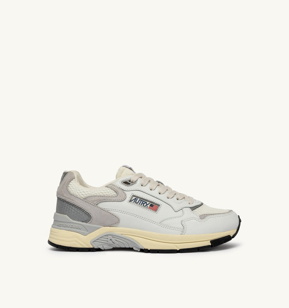 Woman HYPERWAY SNEAKERS IN WHITE AND GRAY LEATHER AND MESH