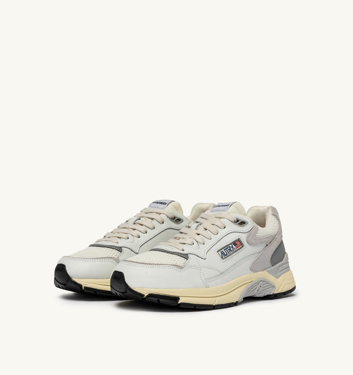 Woman HYPERWAY SNEAKERS IN WHITE AND GRAY LEATHER AND MESH