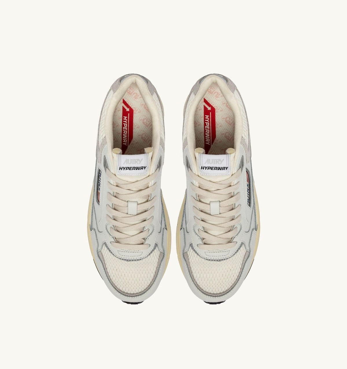 Woman HYPERWAY SNEAKERS IN WHITE AND GRAY LEATHER AND MESH