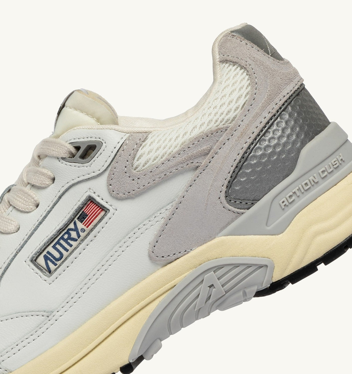 Woman HYPERWAY SNEAKERS IN WHITE AND GRAY LEATHER AND MESH
