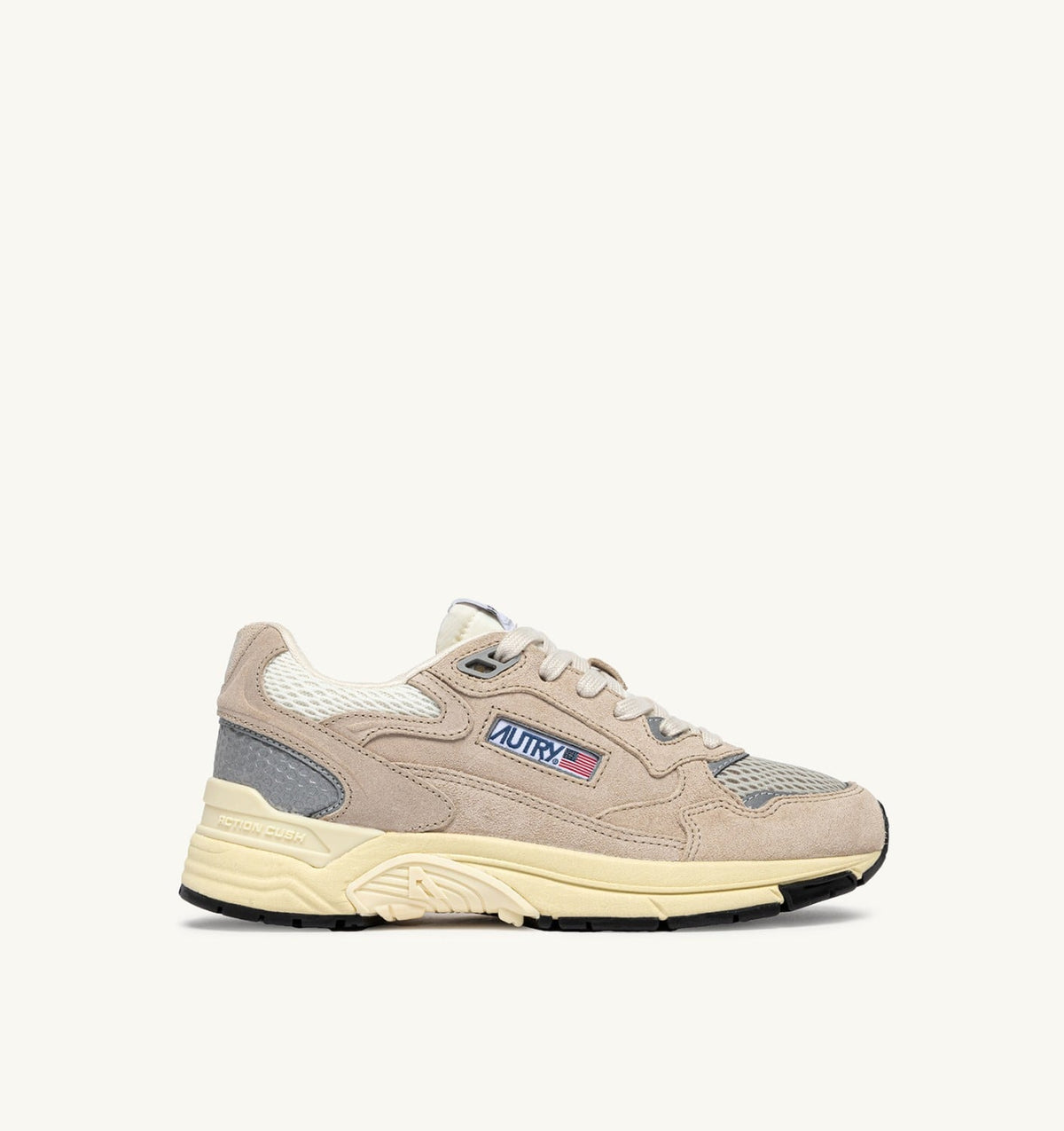 Woman HYPERWAY SNEAKERS IN SAND BROWN AND SILVER-TONE SUEDE AND MESH