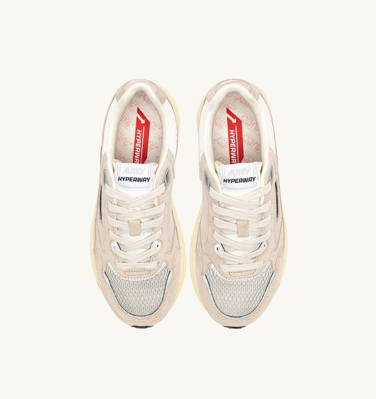 Woman HYPERWAY SNEAKERS IN SAND BROWN AND SILVER-TONE SUEDE AND MESH