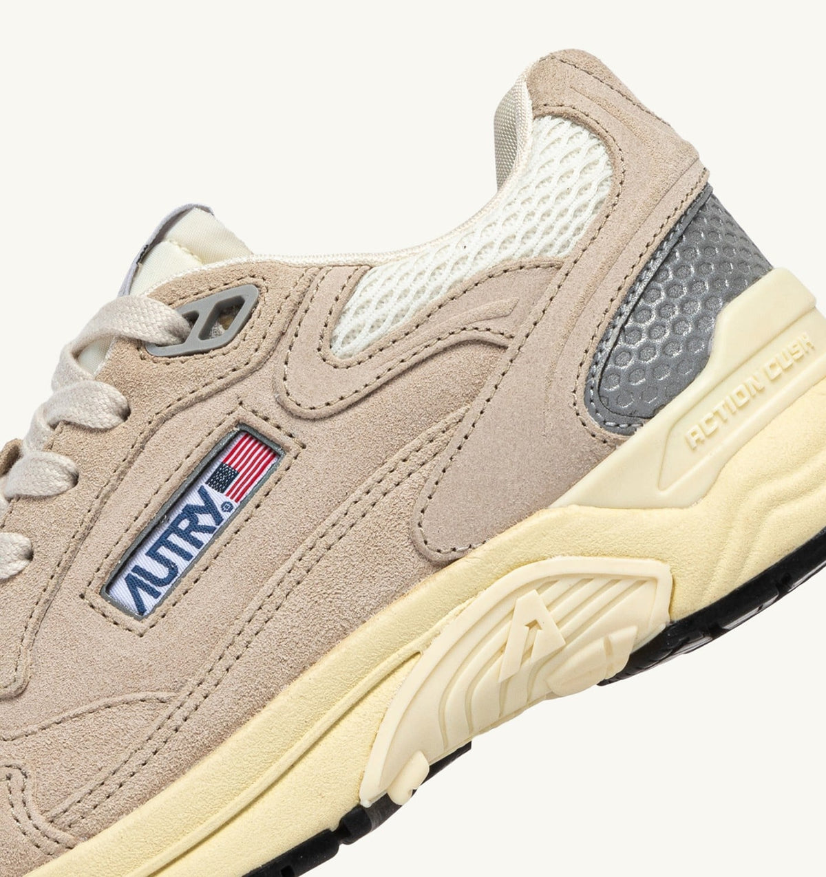 Woman HYPERWAY SNEAKERS IN SAND BROWN AND SILVER-TONE SUEDE AND MESH