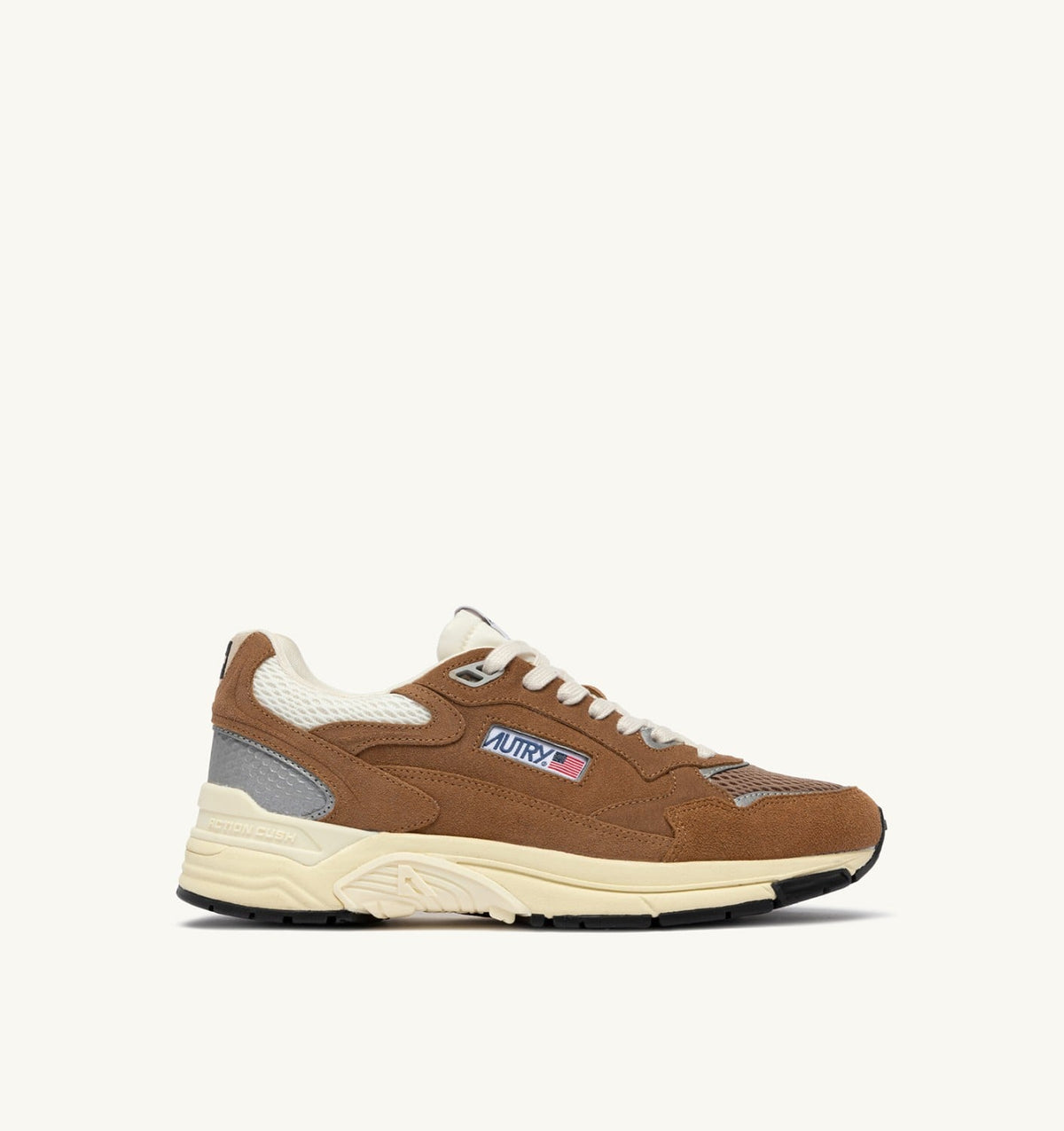 Woman HYPERWAY SNEAKERS IN CIGAR AND SILVER MESH AND SUEDE