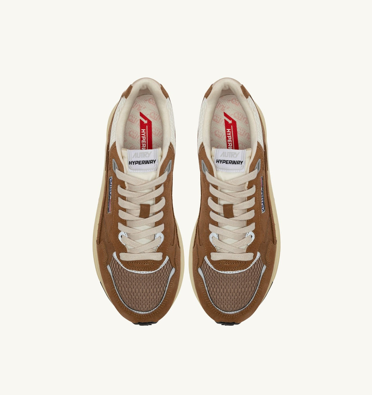 Woman HYPERWAY SNEAKERS IN CIGAR AND SILVER MESH AND SUEDE