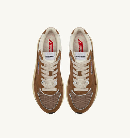 Woman HYPERWAY SNEAKERS IN CIGAR AND SILVER MESH AND SUEDE