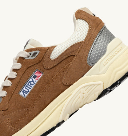 Woman HYPERWAY SNEAKERS IN CIGAR AND SILVER MESH AND SUEDE