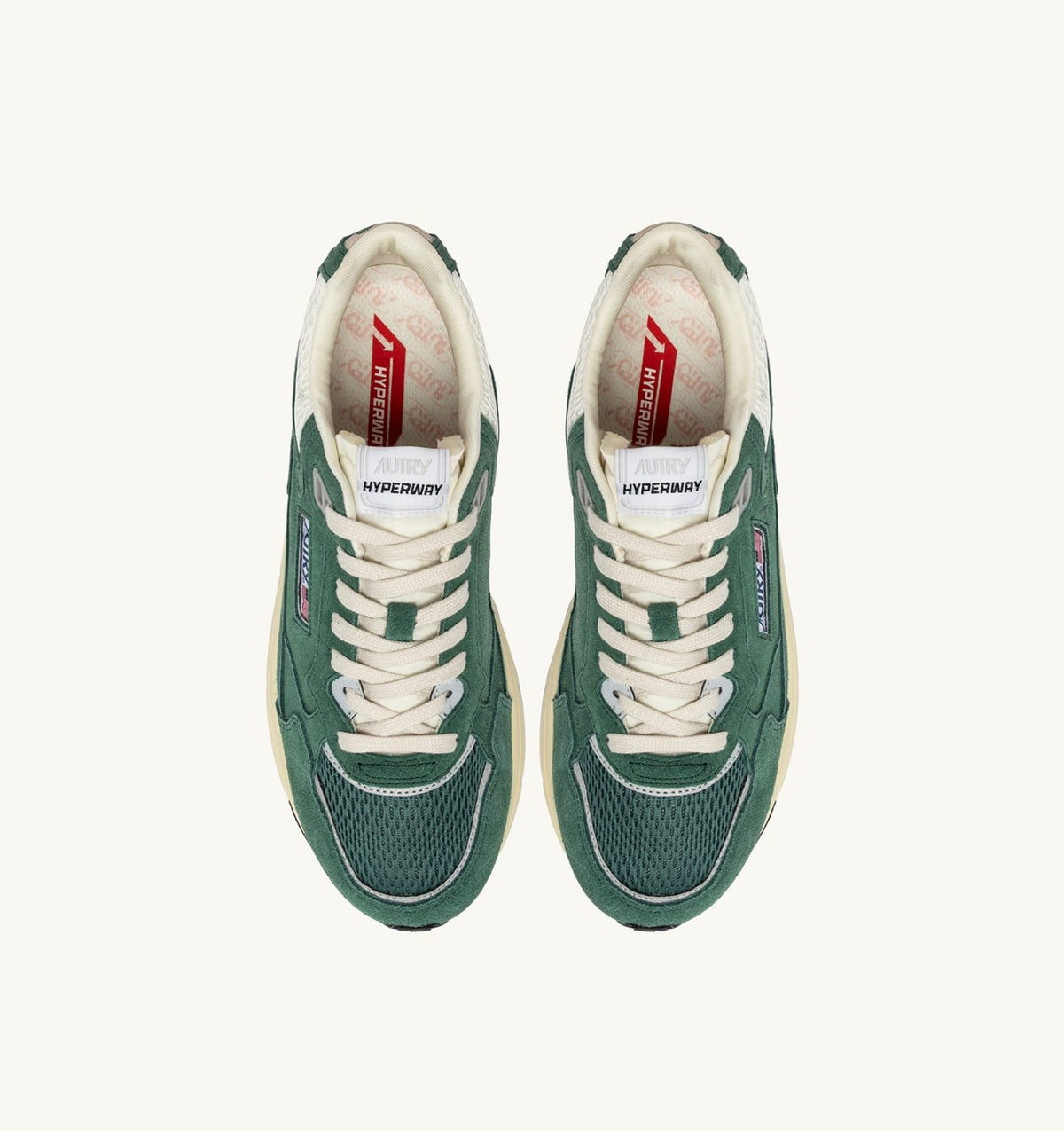 Woman HYPERWAY SNEAKERS IN MALACHITE COLOR AND SILVER-TONE SUEDE AND MESH