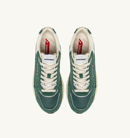 Woman HYPERWAY SNEAKERS IN MALACHITE COLOR AND SILVER-TONE SUEDE AND MESH