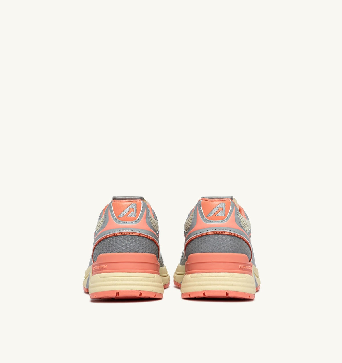 Woman HYPERWAY SNEAKERS IN SILVER ASPARAGUS AND PEACH PINK SYNTHETIC LEATHER AND MESH
