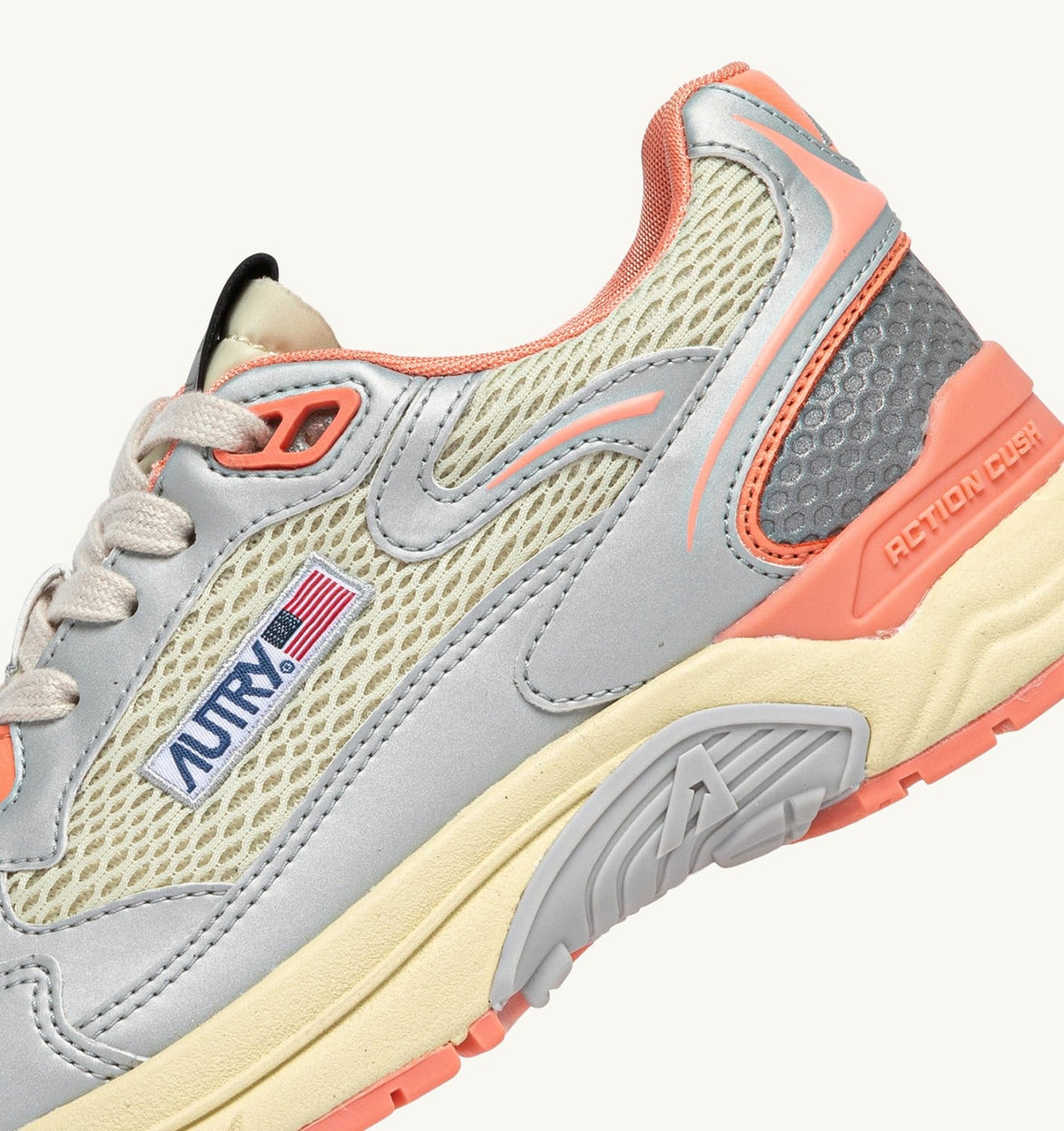 Woman HYPERWAY SNEAKERS IN SILVER ASPARAGUS AND PEACH PINK SYNTHETIC LEATHER AND MESH