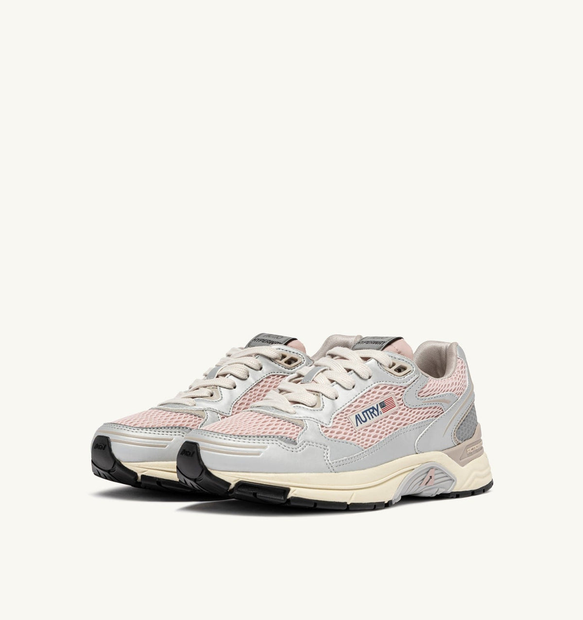 Woman HYPERWAY SNEAKERS IN SILVER, POWDER AND FEATHER GRAY SYNTHETIC LEATHER AND MESH