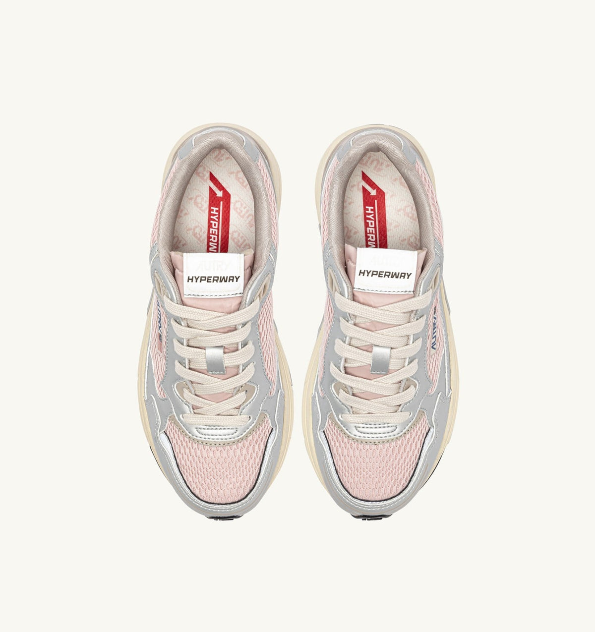 Woman HYPERWAY SNEAKERS IN SILVER, POWDER AND FEATHER GRAY SYNTHETIC LEATHER AND MESH