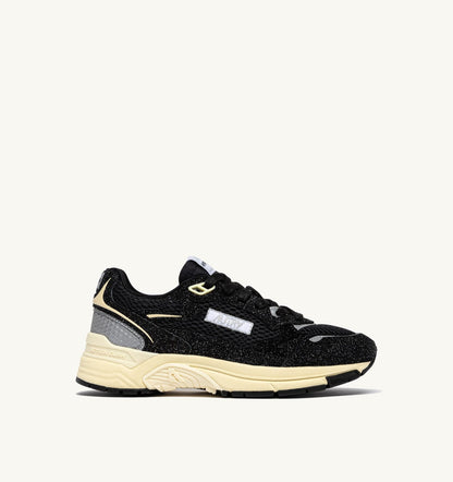Woman HYPERWAY SNEAKERS IN GLITTER BLACK MESH AND LEATHER