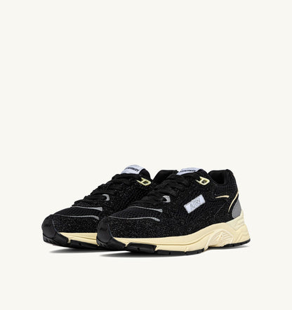 Woman HYPERWAY SNEAKERS IN GLITTER BLACK MESH AND LEATHER