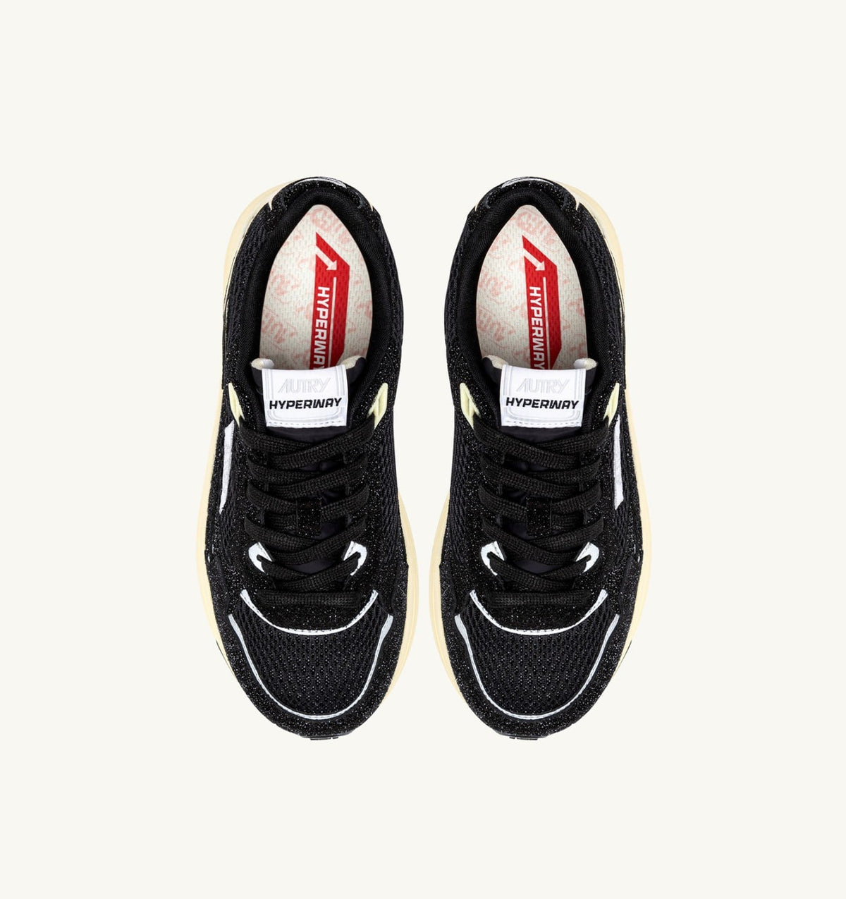 Woman HYPERWAY SNEAKERS IN GLITTER BLACK MESH AND LEATHER