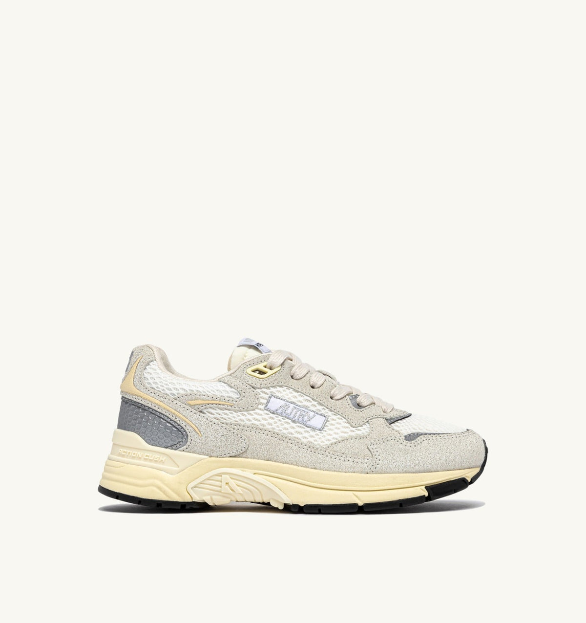 Woman HYPERWAY SNEAKERS IN WHITE MESH AND GLITTER GRAY LEATHER