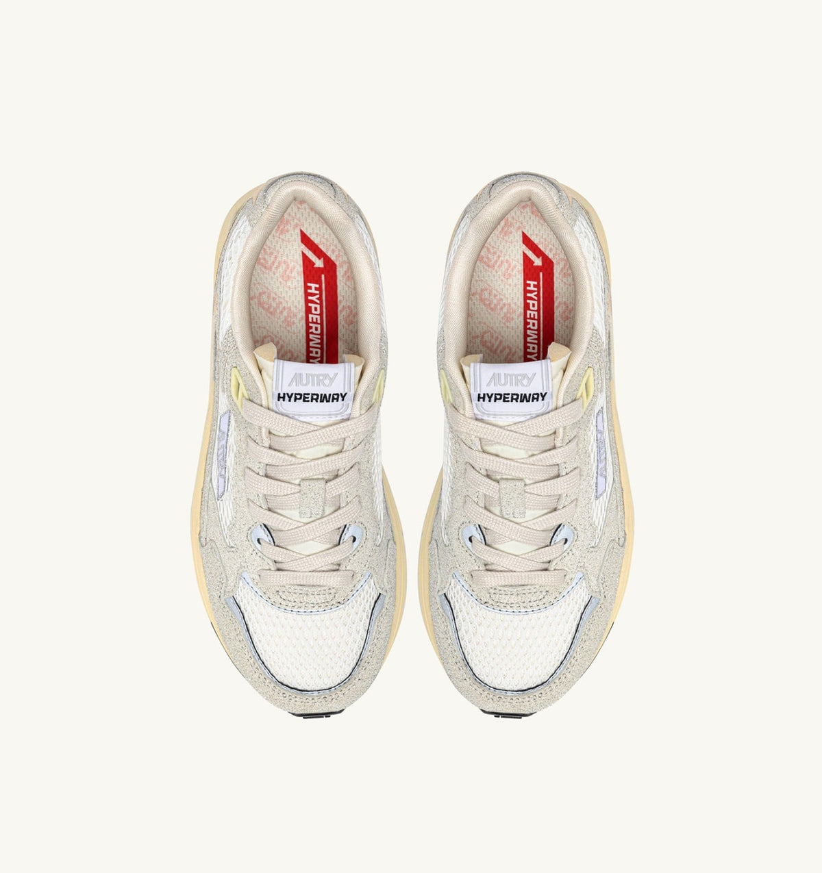 Woman HYPERWAY SNEAKERS IN WHITE MESH AND GLITTER GRAY LEATHER