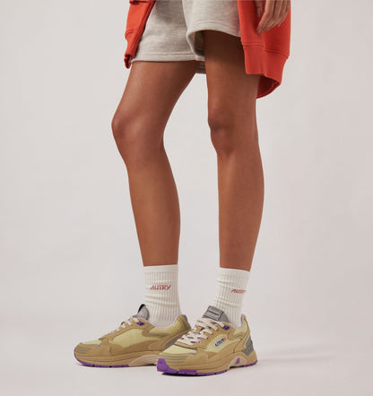 Woman HYPERWAY SNEAKERS IN STRAW AND ORCHID HUST MESH AND SUEDE