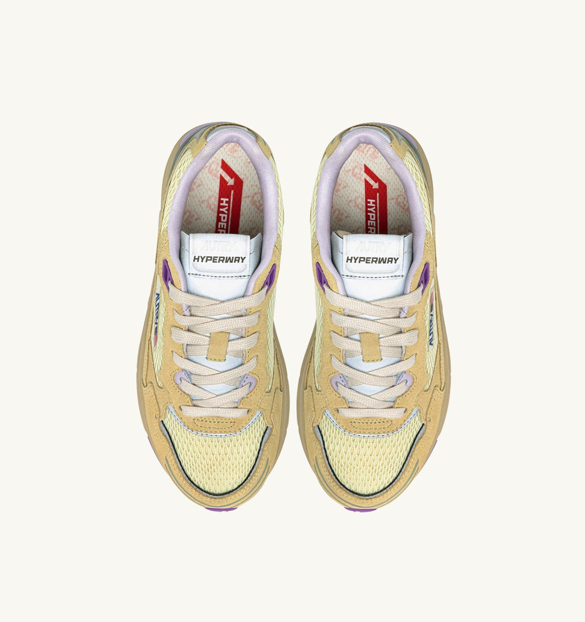 Woman HYPERWAY SNEAKERS IN STRAW AND ORCHID HUST MESH AND SUEDE