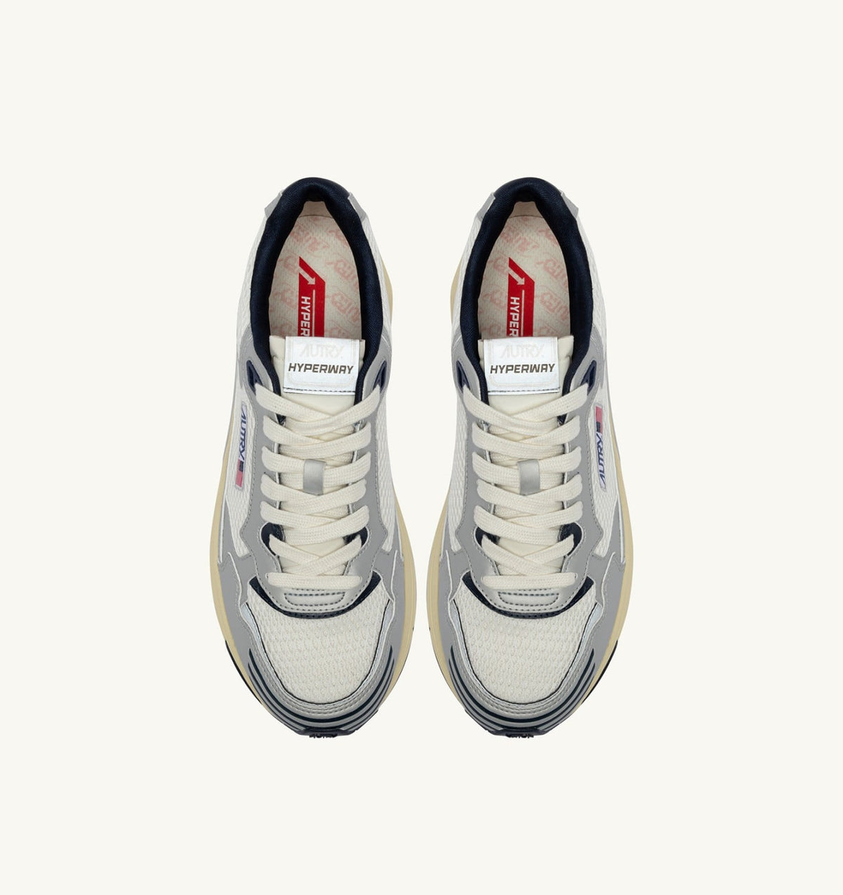 Woman HYPERWAY SNEAKERS IN WHITE SILVER AND SPACE SYNTHETIC LEATHER AND MESH
