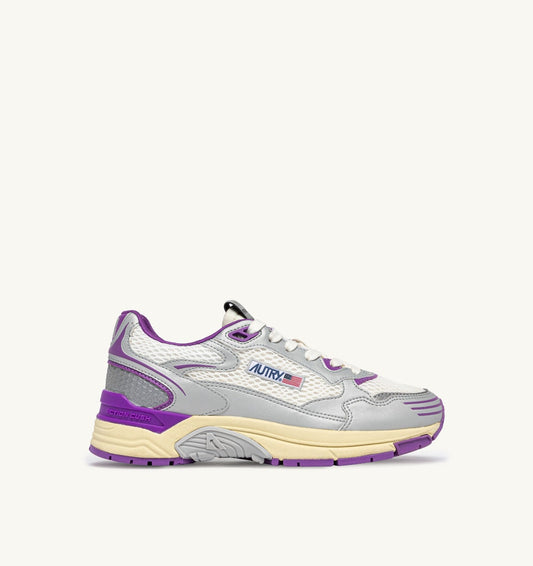 Woman HYPERWAY SNEAKERS IN WHITE SILVER AND DEWBERRY SYNTHETIC LEATHER AND MESH