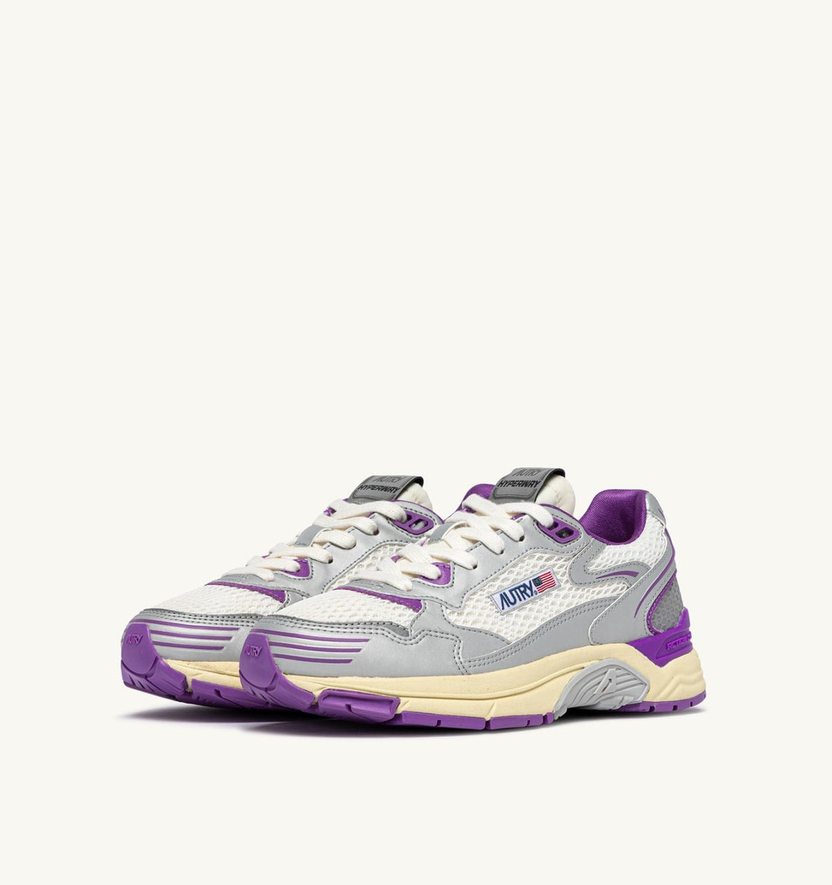 Woman HYPERWAY SNEAKERS IN WHITE SILVER AND DEWBERRY SYNTHETIC LEATHER AND MESH
