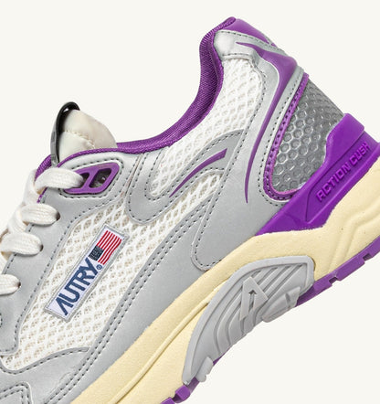 Woman HYPERWAY SNEAKERS IN WHITE SILVER AND DEWBERRY SYNTHETIC LEATHER AND MESH