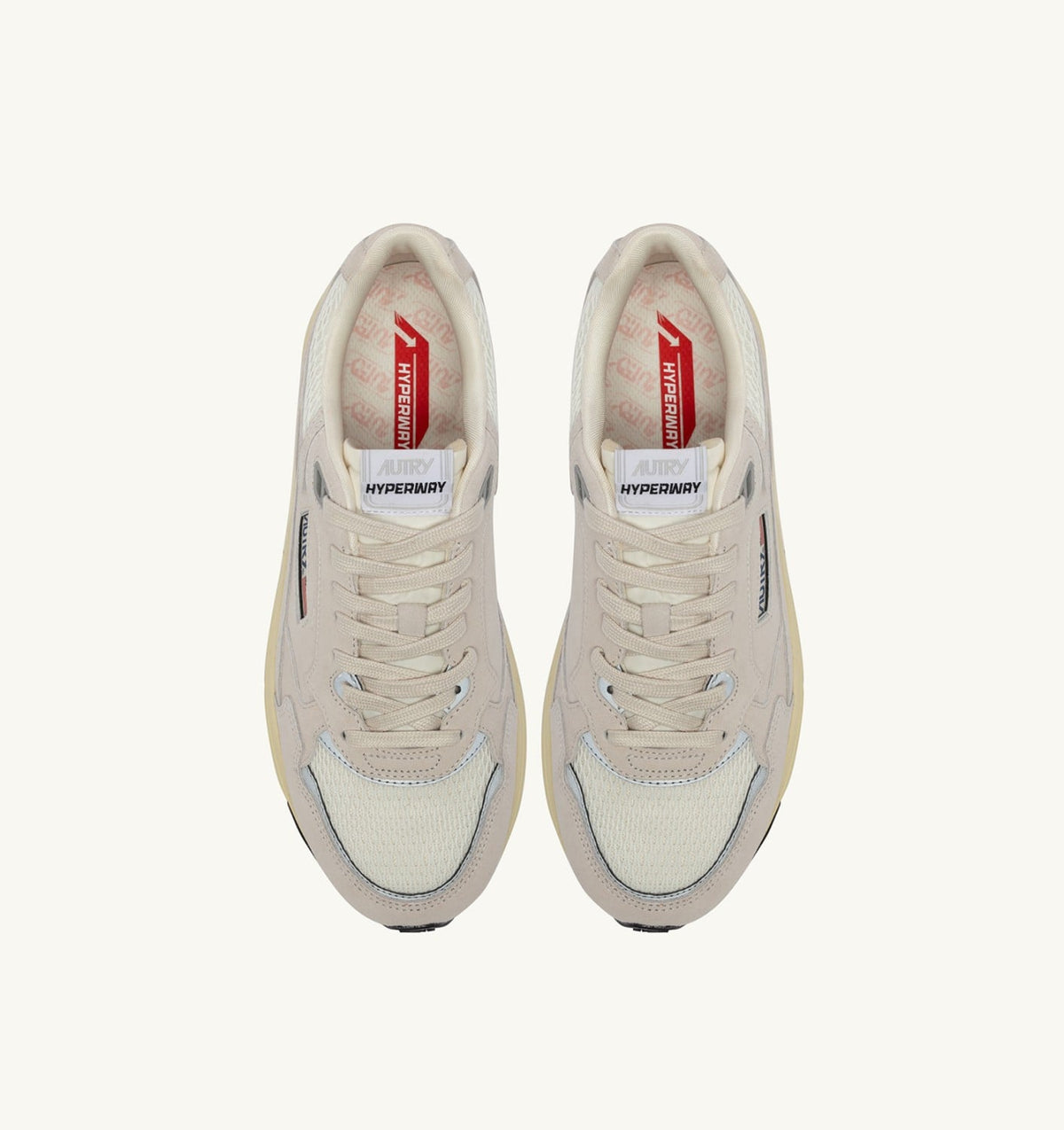 Woman HYPERWAY SNEAKERS IN WHITE AND SILVER MESH AND SUEDE