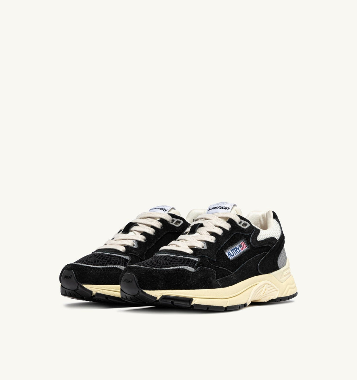 Woman HYPERWAY SNEAKERS IN BLACK AND SILVER-TONE SUEDE AND MESH