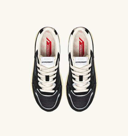 Woman HYPERWAY SNEAKERS IN BLACK AND SILVER-TONE SUEDE AND MESH