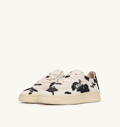 Woman MEDALIST EASEKNIT LOW SNEAKERS IN 'COW PRINT' IVORY WHITE AND BLACK KNIT