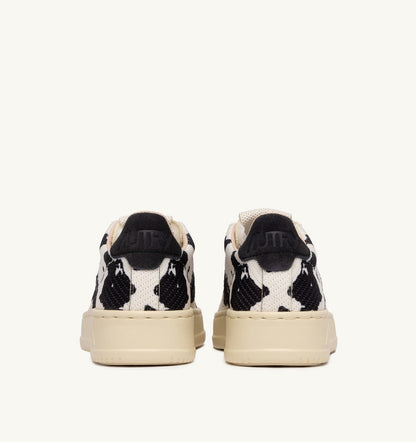 Woman MEDALIST EASEKNIT LOW SNEAKERS IN 'COW PRINT' IVORY WHITE AND BLACK KNIT