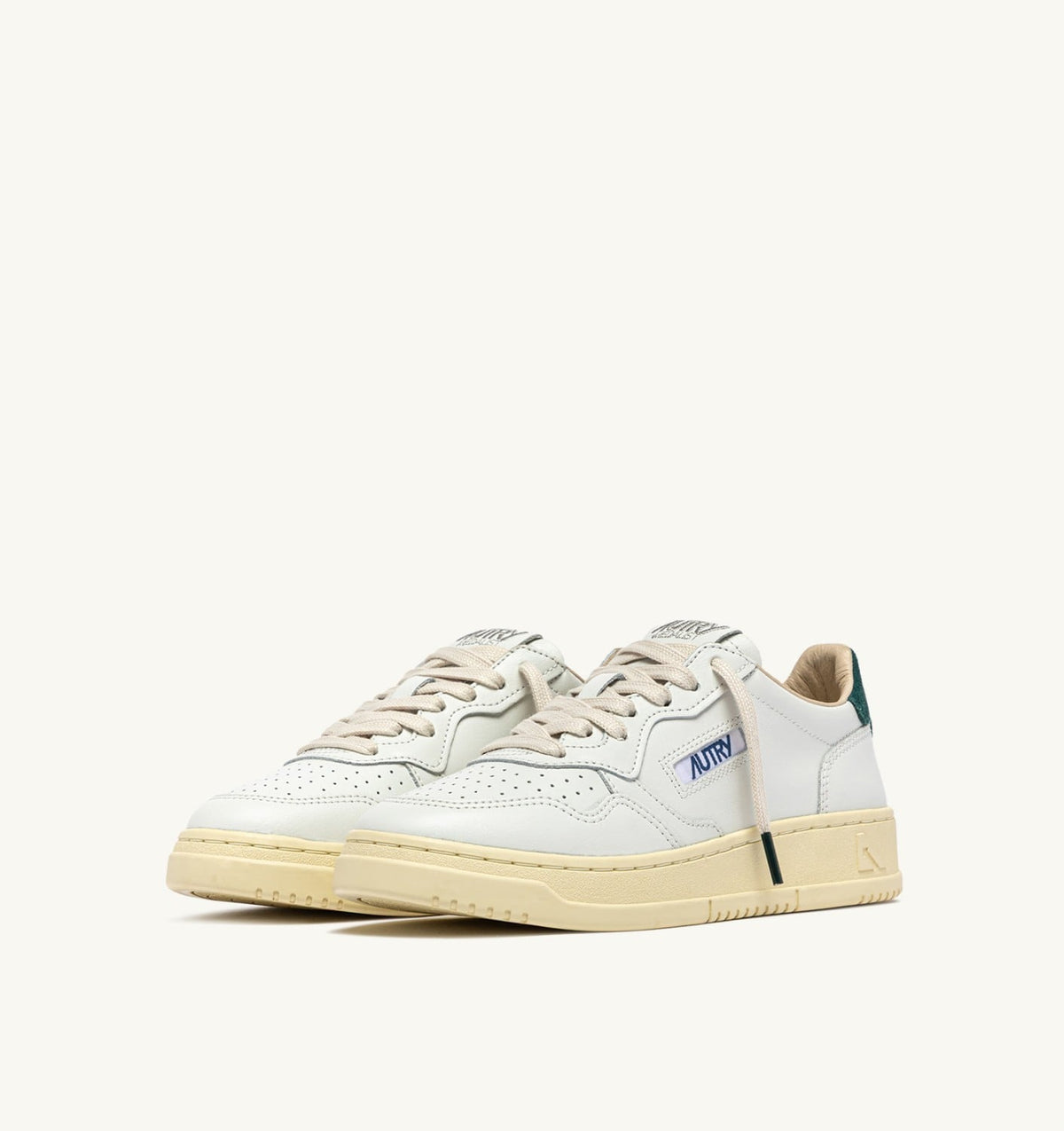 Man MEDALIST LOW SNEAKERS IN WHITE LEATHER AND DARK SEA SUEDE