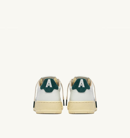 Man MEDALIST LOW SNEAKERS IN WHITE LEATHER AND DARK SEA SUEDE