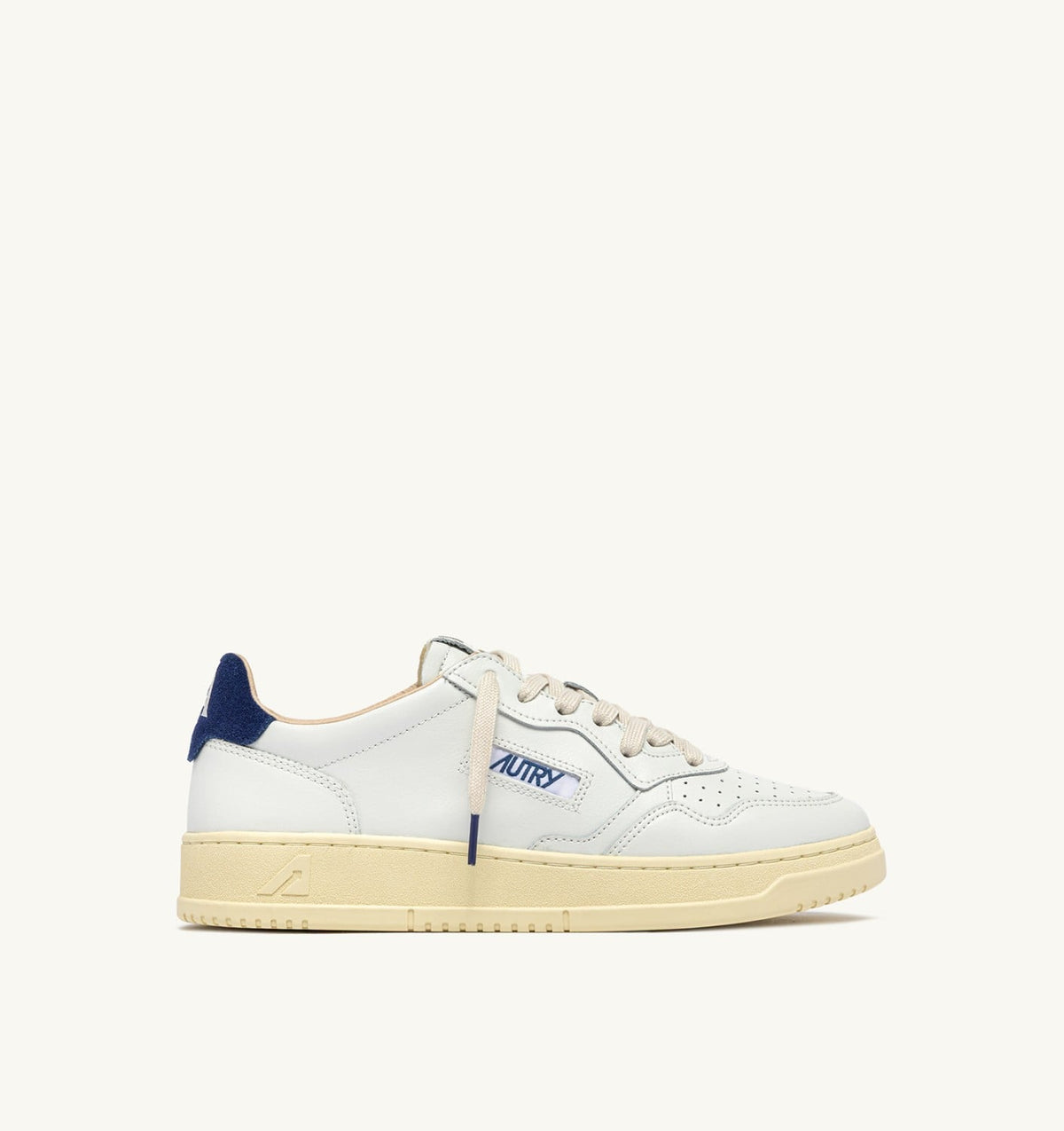 Man MEDALIST LOW SNEAKERS IN WHITE LEATHER AND BLUE DEPTHS SUEDE