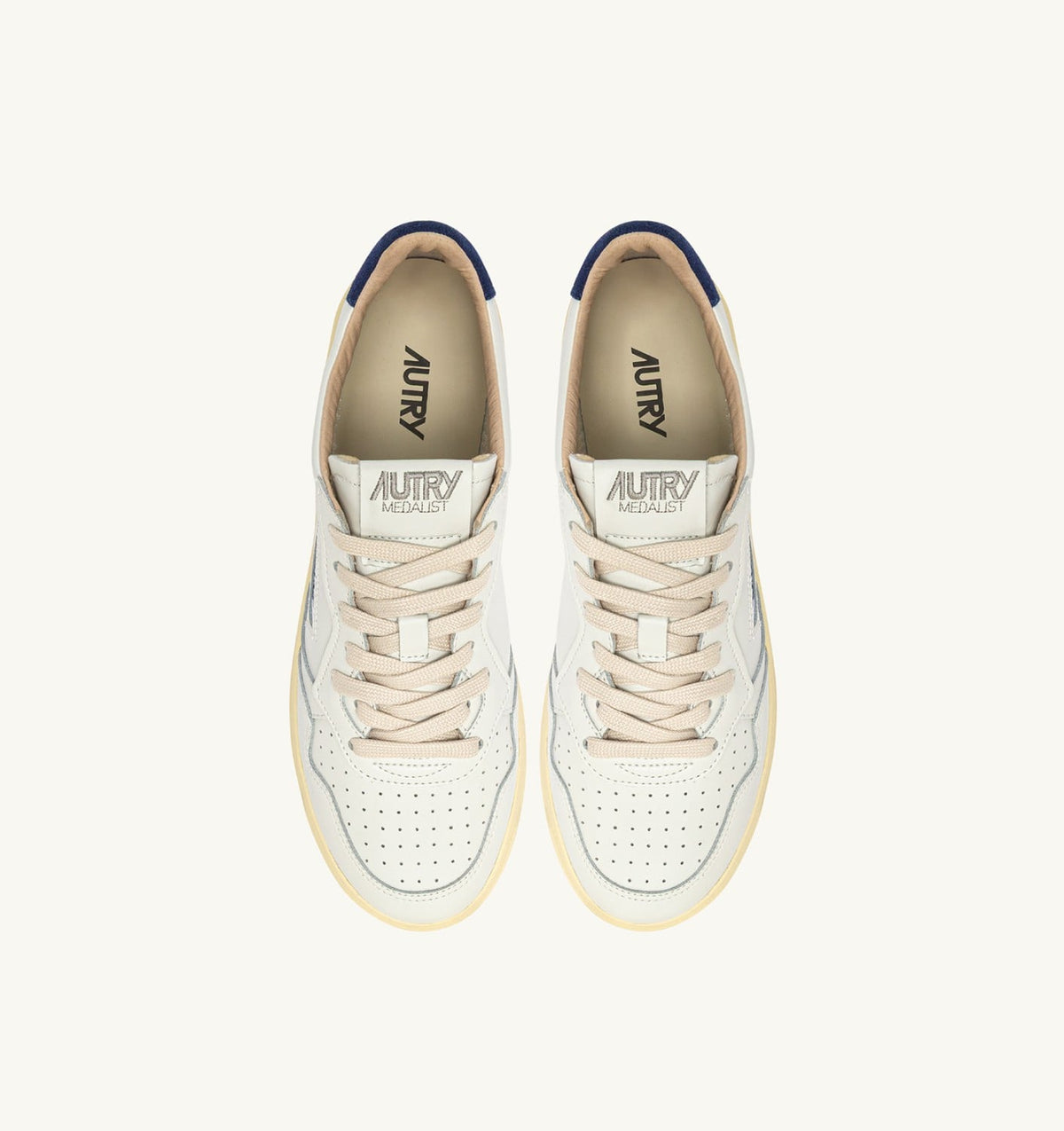 Man MEDALIST LOW SNEAKERS IN WHITE LEATHER AND BLUE DEPTHS SUEDE