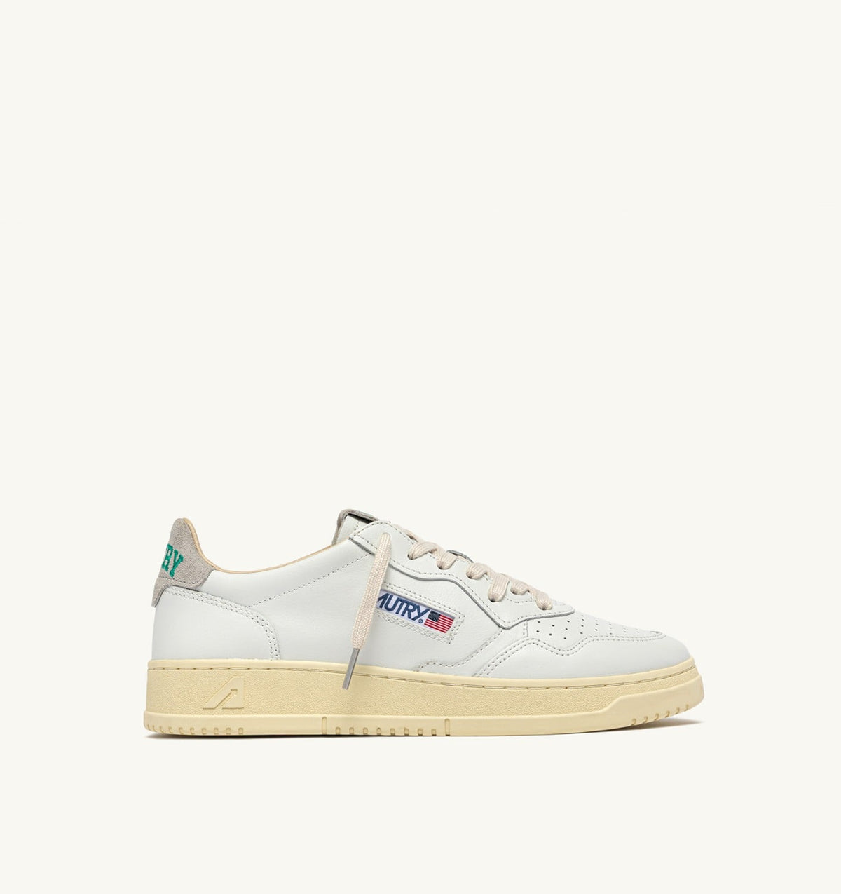 Man MEDALIST LOW SNEAKERS IN WHITE LEATHER AND CLOUD SUEDE