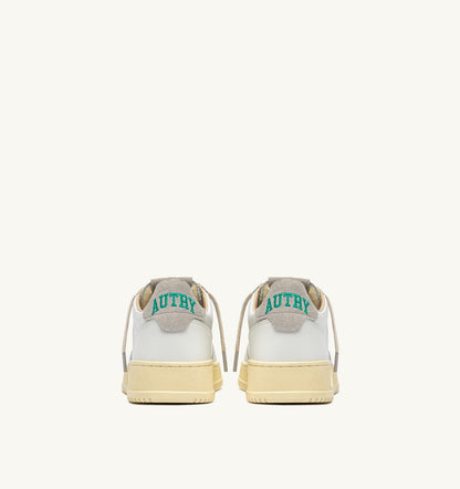 Man MEDALIST LOW SNEAKERS IN WHITE LEATHER AND CLOUD SUEDE