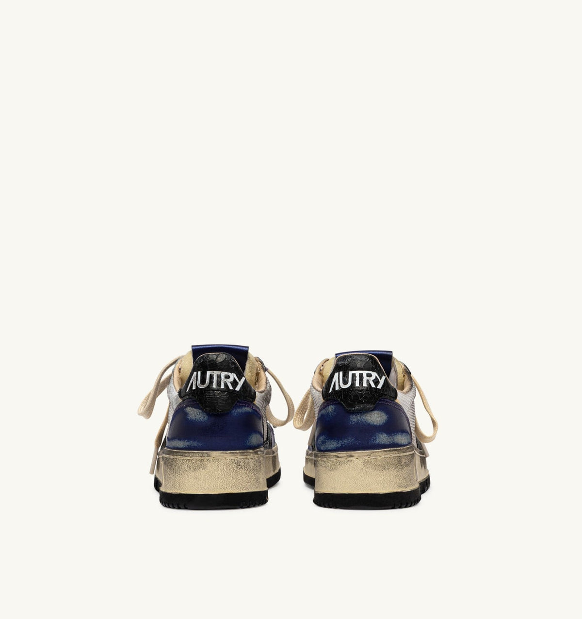 Man MEDALIST LOW SUPER VINTAGE SNEAKERS IN WHITE AND TANZANITE LEATHER AND DRAGON MESH