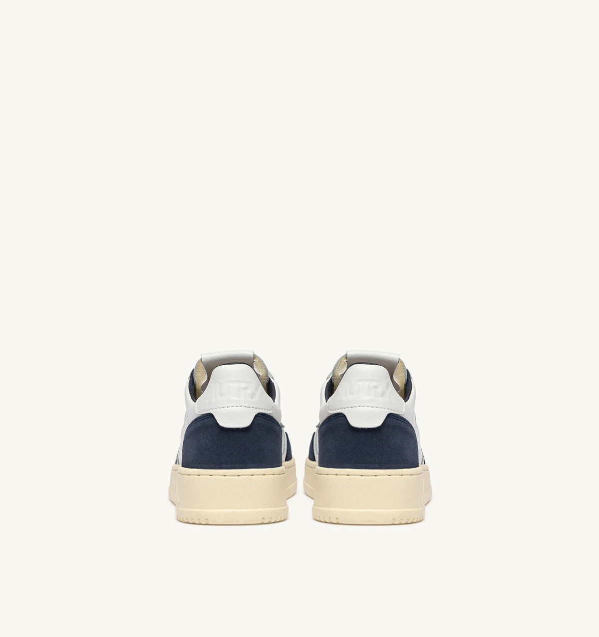 Man MEDALIST LOW SNEAKERS IN WHITE LEATHER AND DENIM SUEDE