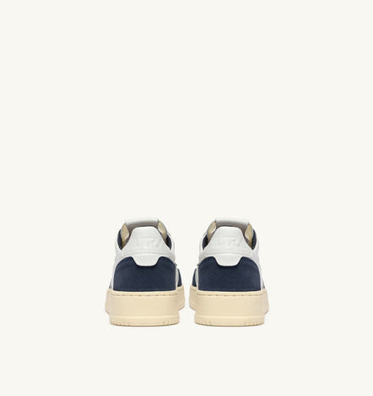 Man MEDALIST LOW SNEAKERS IN WHITE LEATHER AND DENIM SUEDE